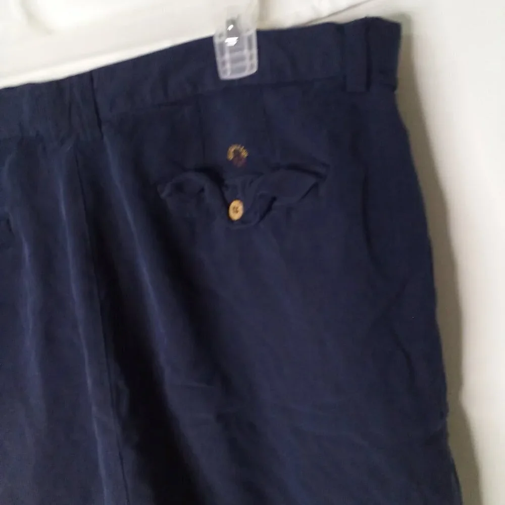 Tommy Bahama Shorts Men 42 100% Silk Pleated Casual Blue